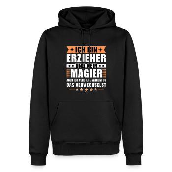 Ich bin Erzieher und kein Magier - Männer Premium Bio Hoodie - Schwarz - Vorne - Nico (187cm)