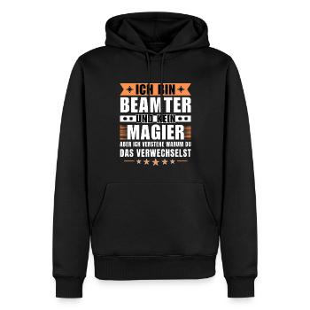 Ich bin Beamter und kein Magier - Männer Premium Bio Hoodie - Schwarz - Vorne - Nico (187cm)