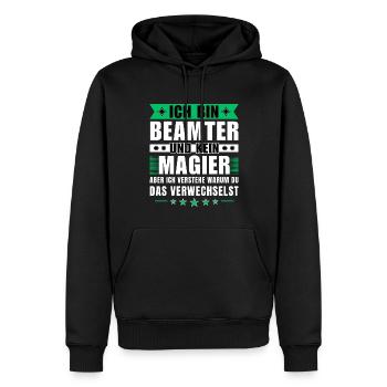 Ich bin Beamter und kein Magier - Männer Premium Bio Hoodie - Schwarz - Vorne - Nico (187cm)