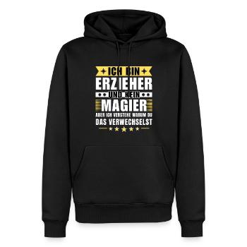 Ich bin Erzieher und kein Magier - Männer Premium Bio Hoodie - Schwarz - Vorne - Nico (187cm)
