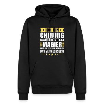 Ich bin Chirurg und kein Magier - Männer Premium Bio Hoodie - Schwarz - Vorne - Nico (187cm)