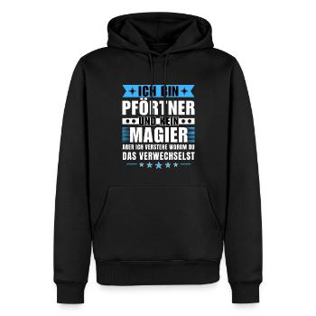 Ich bin Pförtner und kein Magier - Männer Premium Bio Hoodie - Schwarz - Vorne - Nico (187cm)