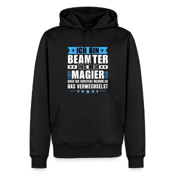 Ich bin Beamter und kein Magier - Männer Premium Bio Hoodie - Schwarz - Vorne - Nico (187cm)