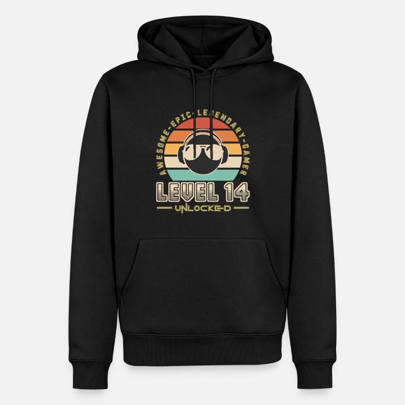 Stufe 14 - Männer Premium Bio Hoodie - Schwarz