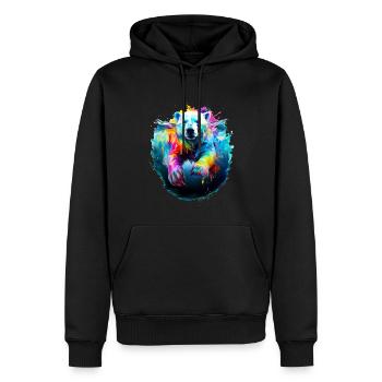 Bemalter Eisbär beim Schwimmen - Männer Premium Bio Hoodie - Schwarz - Vorne - Nico (187cm)