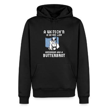 BOARISCH GAUDI T-SHIRT DIALEKT BIERZELT BAYERN - Männer Premium Bio Hoodie - Schwarz - Vorne - Nico (187cm)