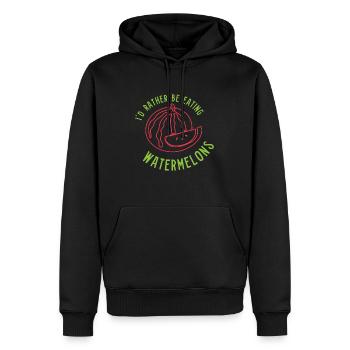 Manger des Pastèques Fruits d'été - Sweat à capuche Premium bio Homme - noir - Devant - Nico (187cm)