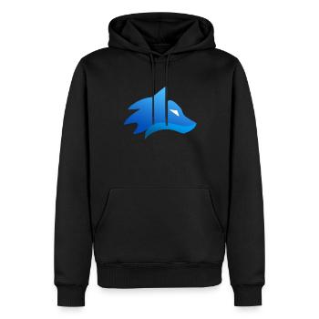 Wolf Benox Logo Blau - Männer Premium Bio Hoodie - Schwarz - Vorne - Nico (187cm)