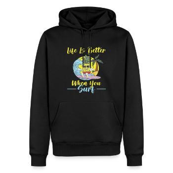 Aloha Surfer Hawai Palmen Surfen Wellenreiter - Männer Premium Bio Hoodie - Schwarz - Vorne - Nico (187cm)