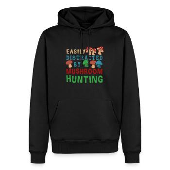 Abgelenkt durch Pilze wachsen Shiitake-Pilze - Männer Premium Bio Hoodie - Schwarz - Vorne - Nico (187cm)