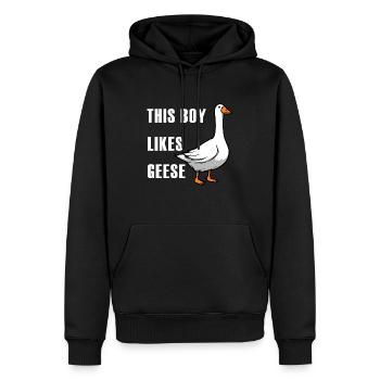 Animal mignon, oie, nature, faune - Sweat à capuche Premium bio Homme - noir - Devant - Nico (187cm)