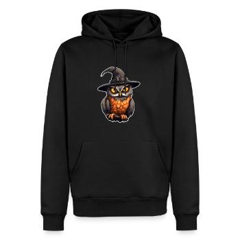 Eule mit Hexenhut Halloween - Männer Premium Bio Hoodie - Schwarz - Vorne - Nico (187cm)