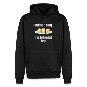 Denken Sie an Spaghetti Pasta Chef Zitat - Männer Premium Bio Hoodie - Schwarz - Vorne - Nico (187cm)