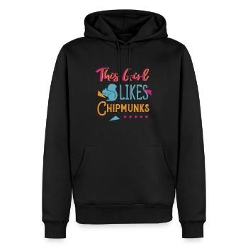 Fille aime les tamias animaux sauvages de la forêt - Sweat à capuche Premium bio Homme - noir - Devant - Nico (187cm)