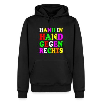 Hand in hand gegen rechts - Männer Premium Bio Hoodie - Schwarz - Vorne - Nico (187cm)