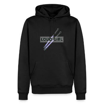 Lautes Mädchen Schlagzeuger Percussion Musical Ban - Männer Premium Bio Hoodie - Schwarz - Vorne - Nico (187cm)
