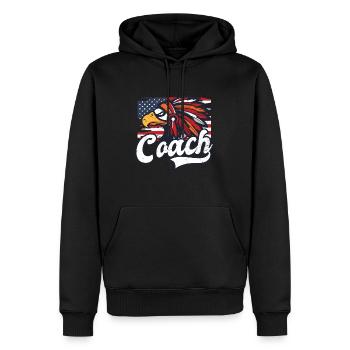 American Flag Coach 4. Juli Native Eagle - Männer Premium Bio Hoodie - Schwarz - Vorne - Nico (187cm)
