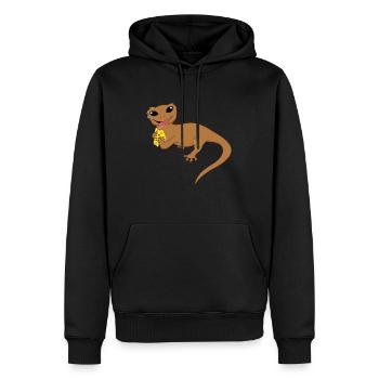 Haubengeckos Süßes Reptil, das Pizza-Echse isst - Männer Premium Bio Hoodie - Schwarz - Vorne - Nico (187cm)