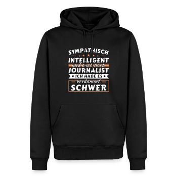 Sympathisch und intelligent - Journalist Edition - Männer Premium Bio Hoodie - Schwarz - Vorne - Nico (187cm)