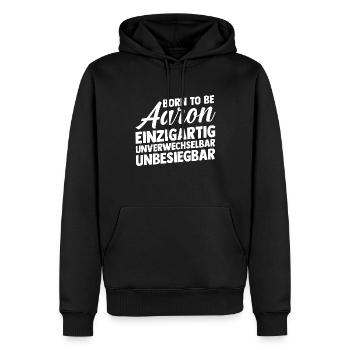 Vorname Aaron - Männer Premium Bio Hoodie - Schwarz - Vorne - Nico (187cm)