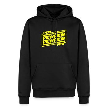 Pew Pew Pew - Männer Premium Bio Hoodie - Schwarz - Vorne - Nico (187cm)