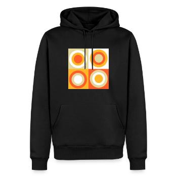 70s Pattern Circles Squiggle - Men’s Premium Organic Hoodie - black - Front - Nico (187cm)