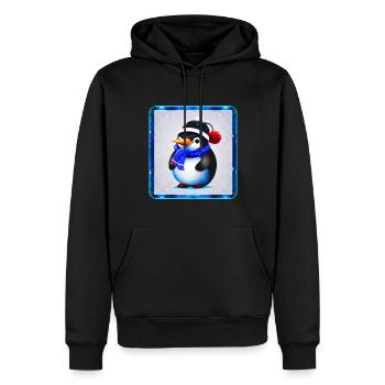 Mignon petit pingouin avec chapeau d’hiver - Sweat à capuche Premium bio Homme - noir - Devant - Nico (187cm)