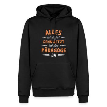 Alles wird gut denn jetzt ist der Pädagoge da - Männer Premium Bio Hoodie - Schwarz - Vorne - Nico (187cm)
