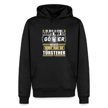 Les dieux dans l’Antiquité. Aujourd’hui videur - Sweat à capuche Premium bio Homme - noir - Devant - Nico (187cm)