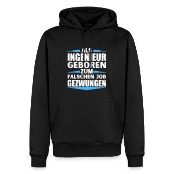Engineer landed in the wrong job - Men’s Premium Organic Hoodie - black - Front - Nico (187cm)