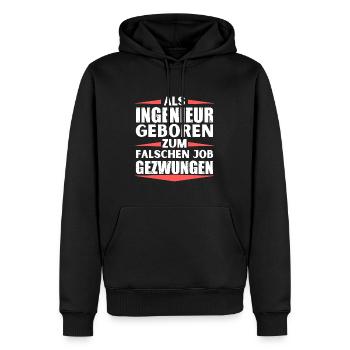 Ingenieur im falschen Job gelandet - Männer Premium Bio Hoodie - Schwarz - Vorne - Nico (187cm)