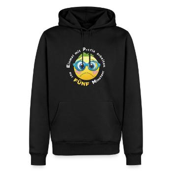 Travaillez avec des professionnels une fois, seulement cinq minutes -Jaune - Sweat à capuche Premium bio Homme - noir - Devant - Nico (187cm)
