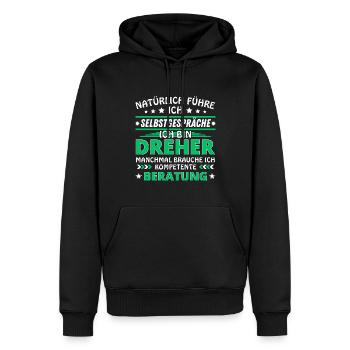 Ich führe Selbstgespräche - Ich führe Selb Edition - Männer Premium Bio Hoodie - Schwarz - Vorne - Nico (187cm)