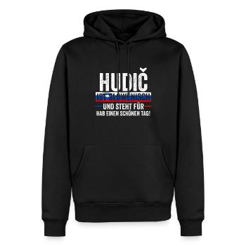 Slovènes Slovénie - Sweat à capuche Premium bio Homme - noir - Devant - Nico (187cm)