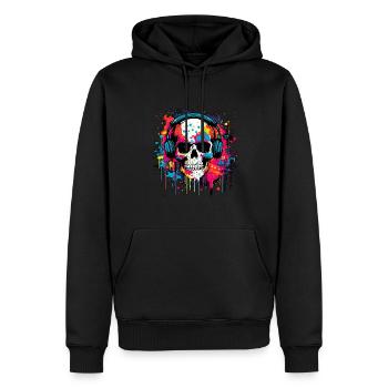 Graffiti Skull DJ – Urbane Musik, Explosionskunst - Männer Premium Bio Hoodie - Schwarz - Vorne - Nico (187cm)