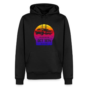 OCT 1974 - Men’s Premium Organic Hoodie - black - Front - Nico (187cm)
