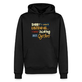 Penser aux huîtres Seafood Chef Funny Saying - Sweat à capuche Premium bio Homme - noir - Devant - Nico (187cm)
