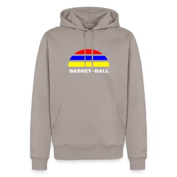 Tshirt basket-ball - Sweat à capuche Premium bio Homme - taupe - Devant - Nico (187cm)