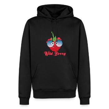 wild berry,wilde beere,himbeere,beere,comic - Männer Premium Bio Hoodie - Schwarz - Vorne - Nico (187cm)