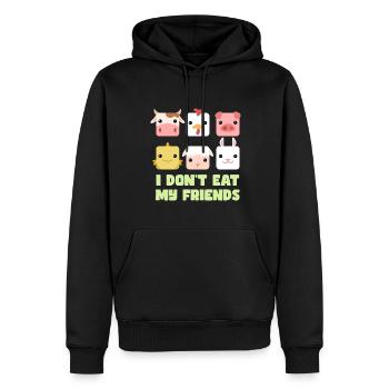 Pig Fish Bunny Friends Design pour les végétaliens - Sweat à capuche Premium bio Homme - noir - Devant - Nico (187cm)