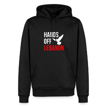 HANDS OFF LEBANON - Männer Premium Bio Hoodie - Schwarz - Vorne - Nico (187cm)