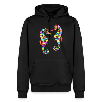 Hippocampe marine animaux sous-marins - Sweat à capuche Premium bio Homme - noir - Devant - Nico (187cm)