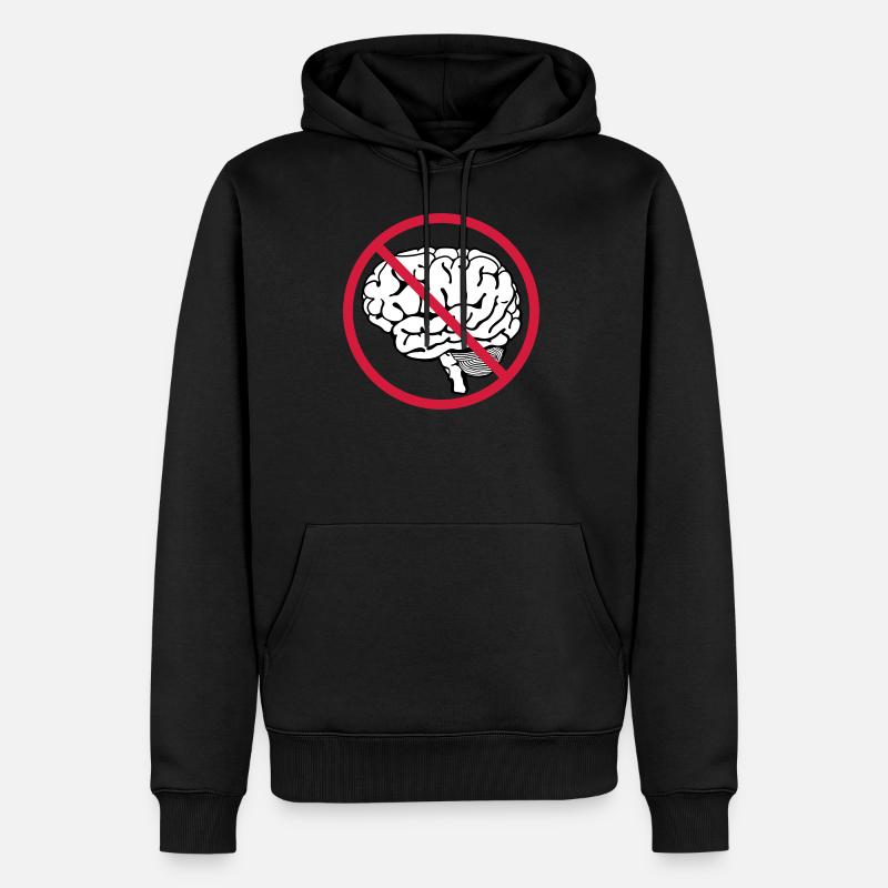 Kein Gehirn - Männer Premium Bio Hoodie - Schwarz