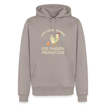 Ich Liebe Hühner - Männer Premium Bio Hoodie - Taupe - Vorne - Nico (187cm)