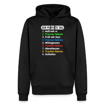 Der perfekte Tag Trecker fahren - Männer Premium Bio Hoodie - Schwarz - Vorne - Nico (187cm)