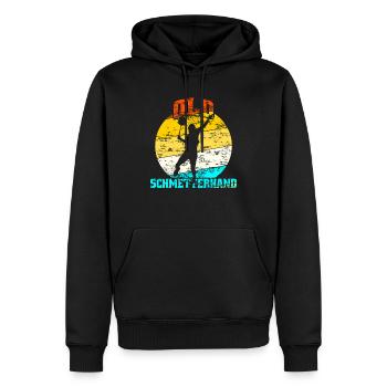 Old Schmetterhand Tennis oder Badminton Spieler - Männer Premium Bio Hoodie - Schwarz - Vorne - Nico (187cm)