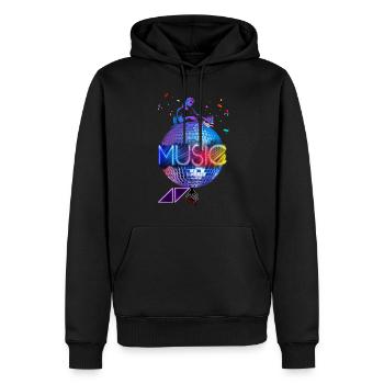 Musique DJ, musique, disco, leds. - Sweat à capuche Premium bio Homme - noir - Devant - Nico (187cm)