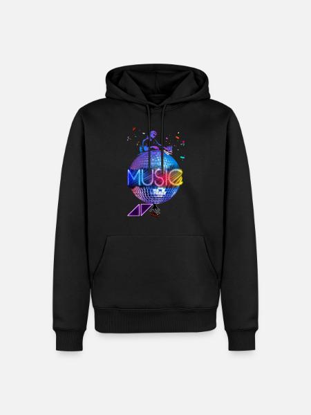Music DJ, music, disco, leds. - Men’s Premium Organic Hoodie - black