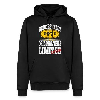 Hergestellt 1971 - Männer Premium Bio Hoodie - Schwarz - Vorne - Nico (187cm)