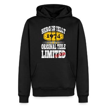 Hergestellt 1974 - Männer Premium Bio Hoodie - Schwarz - Vorne - Nico (187cm)